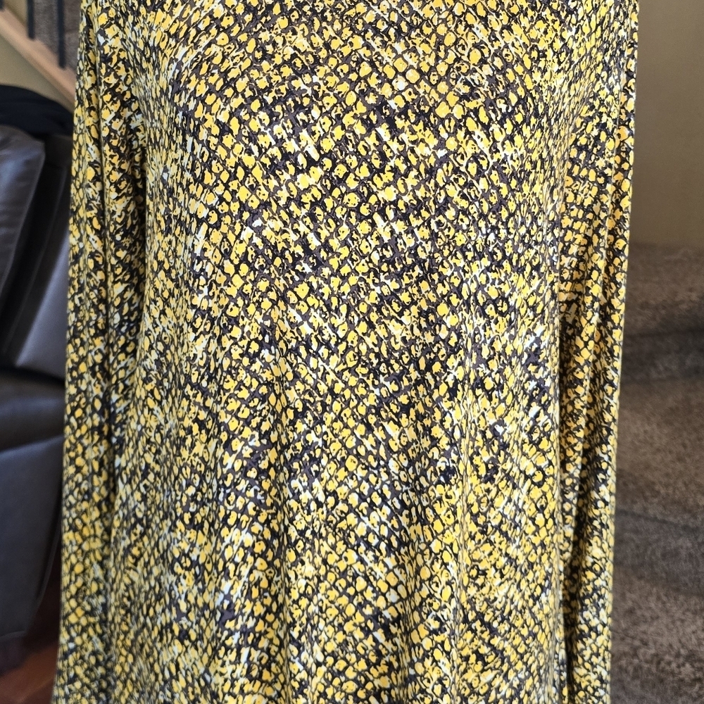 Michael Kors Black Yellow Geometric Print Long Sleeve Pullover Blouse L - Picture 6 of 7